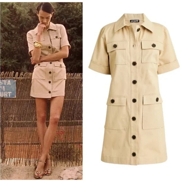 J.Crew GAMINE Cargo Khaki Utility Safari Dress Stretch Twill - Picture 4 of 11